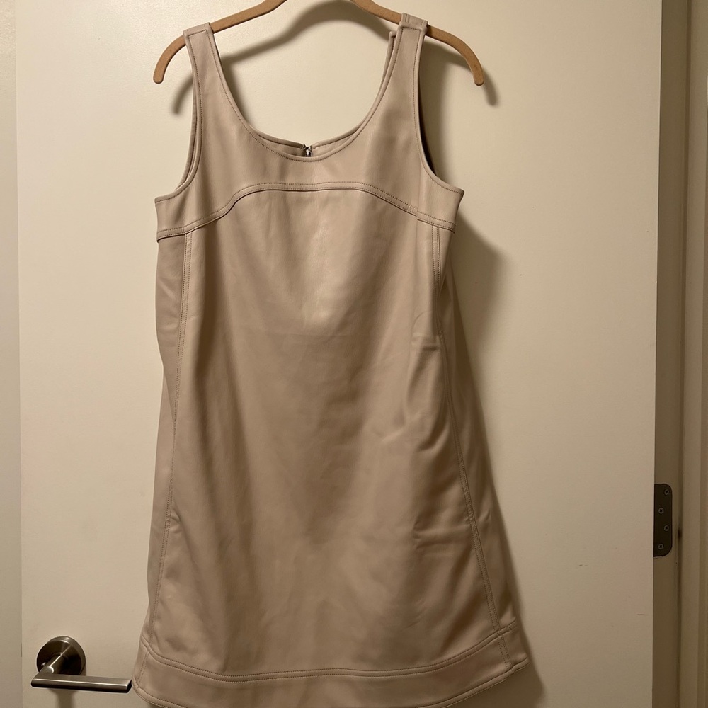 NEW w/ Tag! Pilcro by Anthropologie Faux-Leather Scoop-Neck Shift Mini Dress